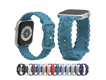 Perforované růže řemínek pro Apple Watch 42/44/45/46/49mm (Barva Lila)