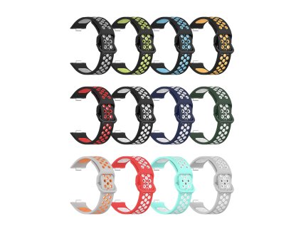 Dvojbarevný perforovaný řemínek pro Huawei Fit 3 (Barevná varianta Šedo-Bílá)