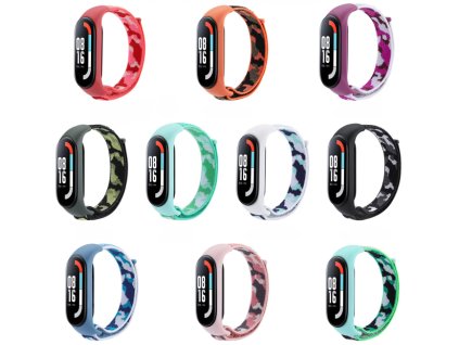 Nylonový řemínek kamufláž Mi Band 3/4/5/6/7 (Barevná varianta Růžová Kamufláž)