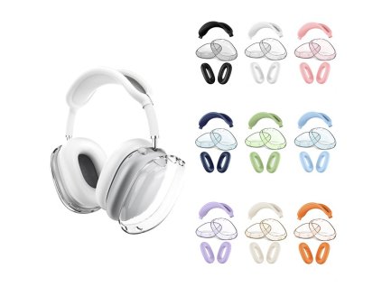 Silikonový průhledný set 3v1 pro Airpods Max (Barva Hvězdně bílá)