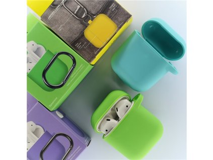 Jednobarevný obal s karabinou pro AirPods 1/2 (Barva Yellow)