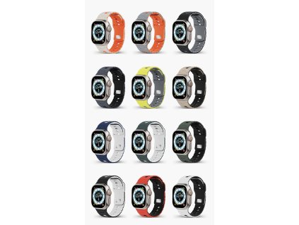 Perforovaný dvojbarevný řemínek pro Apple Watch 42/44/45/46/49mm (Barva Bílo-Černý)