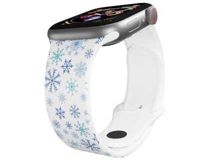 Apple watch řemínek Vločky (Barva Bílá, Rozměr 42/44/45/46/49mm)