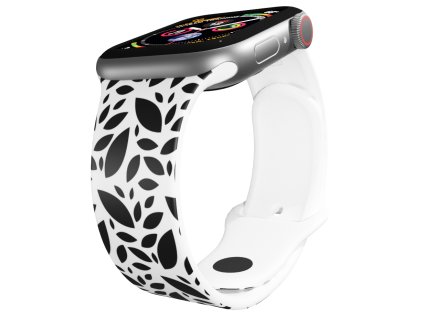 Apple watch řemínek Černobílé listy (Rozměr 42/44/45/46/49mm)