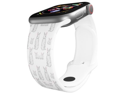 Apple watch řemínek Zajíci kam se podíváš bílý