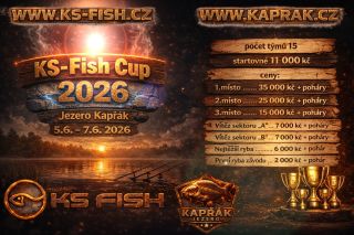 Zveme Vás srdečně na kaprové závody KS-Fish Cup 2026 jezero Kapřák. Weby: www.ks-fish.cz www.kaprak.cz Místo konání:...