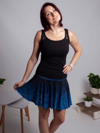Sportovní elastická sukně s kraťasy a kapsou Unikátní autorský vzor Máky v královské modré 1a