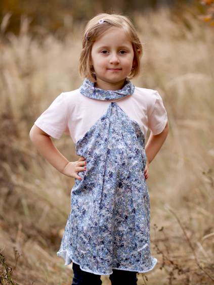 Ceska autorska moda - detska tunika nebo saty z bavlny, vzor Luční květiny