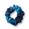 Úzká scrunchie gumička - Máky v královské modré  Saténová
