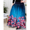 Dámská dlouhá maxi sukně saténová hedvábná s kapsami do nápletu růžová a tyrkysová Sakura (11)