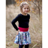 Česká autorská móda - dětská kolová saténová sukně, vzor Luční květy