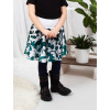 Dětská kolová saténová hedvábná sukně do nápletu zelená bílá vlčí máky (1)