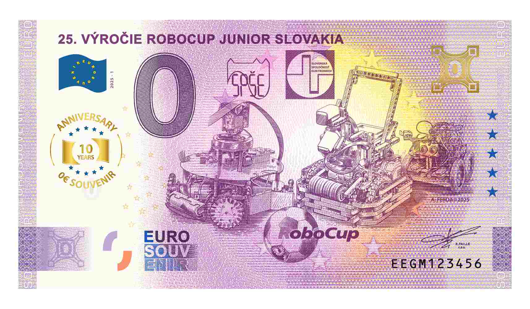 Bankovka 25. výročie RCJ SK Anniversary predná strana