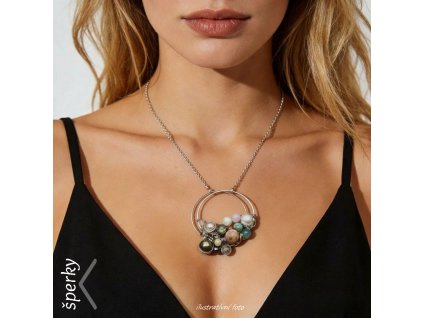 68 f náhrdelník z chirurgické oceli s drahými kameny a perlami Bubbles