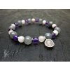 31a minerální náramek s přívěskem ametyst, jaspis cherry a jadeit, ODHODLÁNÍ