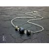 36a ocelový náhrdelník s černým labradoritem a křišťálem stmívání
