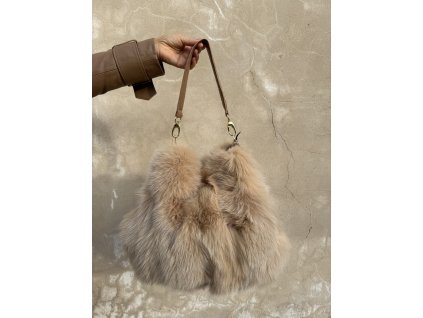 Luxusná talianska kabelka FLO & CLO z jahňacej kože s pravou líškou