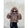 New Madonna – prémiový dámsky kožuch z líšky do pása (čierna / hnedá/ryšavá)