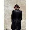 Čierny Dámsky Kožený Plášť so Zlatými Gombíkmi (jar/jeseň)