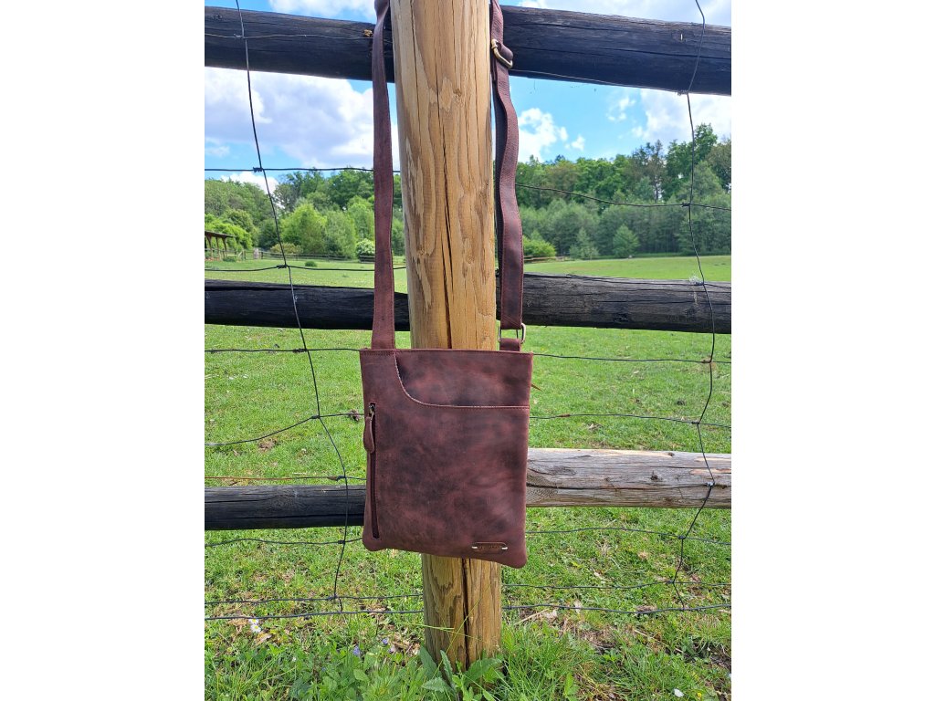 Dámská pánská kožená kabelka UNI hnědá - 520432HUN