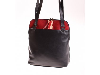 Černý kožený batoh - kožená kabelka - 213612