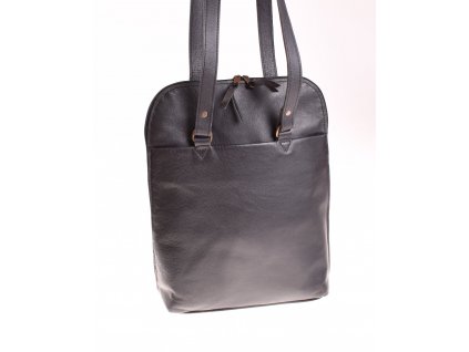 Kožený černý batoh - kožená kabelka - 21814