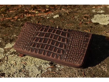 Dámská kožená hnědá peněženka designovaná penál 739032Kroko (10)