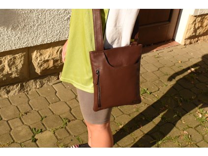 Dámská pánská kožená kabelka UNI hnědá 520432 (15)
