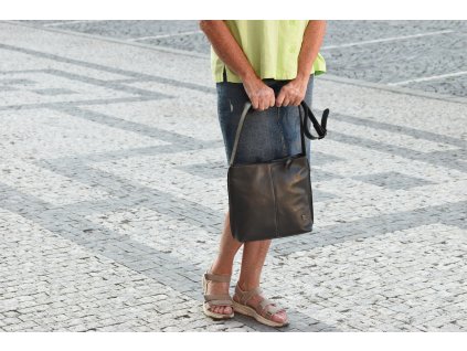 Dámská kožená kabelka šedá fiala 518112B (9)