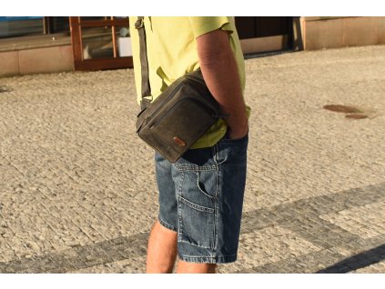 Kožená ručně vyrobená Pánská taška KUBÁT Jarda crossbody modro šedá Ham 5457662HUN (2)