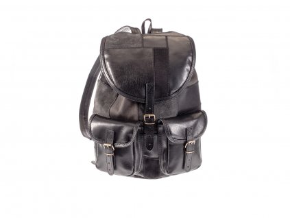 černý dámský pánský kožený batoh sešívané kousky kůže český výrobek Kubát 201171