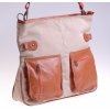 dámská kožená kabelka rezavá s režným plátnem český výrobek Kubát 552496