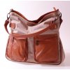 dámská kožená kabelka rezavá s režným plátnem český výrobek Kubát 552496