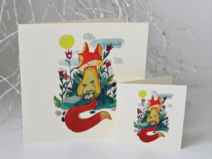 Přáníčko "Liška" 7,5cm x 7,5cm