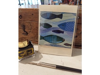 Přáníčko "Ryby" 7,5cm x 7,5cm