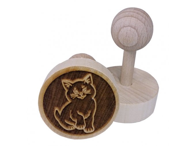 Dřevěné razítko na sušenky - kočka