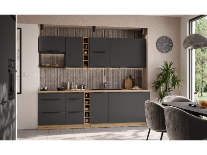 Kuchyňská linka 255 cm Aria 1 - grafit dvířka