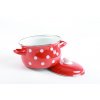 BELIS súprava smaltovaných hrncov červených s bielymi bodkami, 12 ks