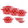 BELIS súprava smaltovaných hrncov červených s bielymi bodkami, 10 ks