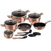 Nepriľnavá sada hrncov 15 ks, Rose Gold BerlingerHaus