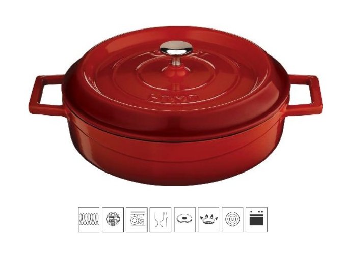 LAVA METAL Litinový hrnec nízký kulatý 24cm - červený