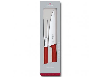 Victorinox Swiss Classic sada Kuchařský nůž a vidlice, červená