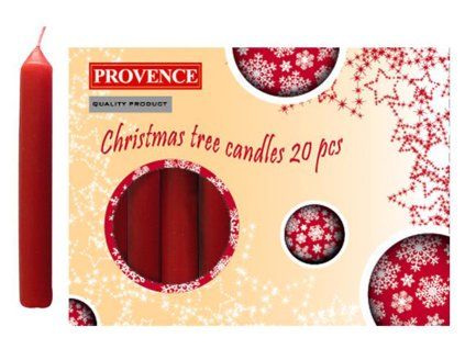 Vánoční svíčka 10cm PROVENCE 20ks červená