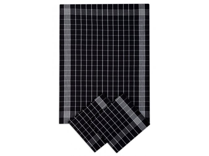 Utěrky bavlněné - Negativ  černo - bílá 50x70 cm 3ks