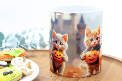  Pro radost sobě nebo vašim nejbližším – originální hrnek s potiskem koček v halloweenských kostýmech (2)