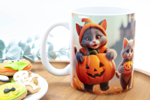  Pro radost sobě nebo vašim nejbližším – originální hrnek s potiskem koček v halloweenských kostýmech (3)