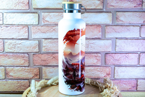  TERMOSKA na horké i studené nápoje v originálním designu od KudrnkaART, objem 750 ml, motiv: hory (2)