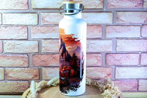  TERMOSKA na horké i studené nápoje v originálním designu od KudrnkaART, objem 750 ml, motiv: hory (3)
