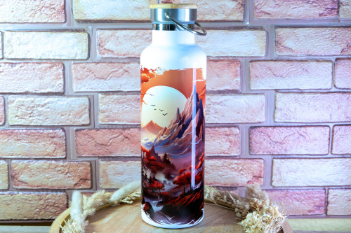  TERMOSKA na horké i studené nápoje v originálním designu od KudrnkaART, objem 750 ml, motiv: hory