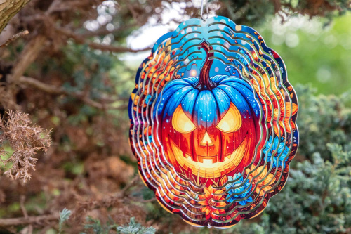  Elegantní 3D větrný spinner s motivem halloweenské dýně. Odolný, otočný závěs pro zahradu i interiér. Krásná dekorace a skvělý tip na originální dárek (6)